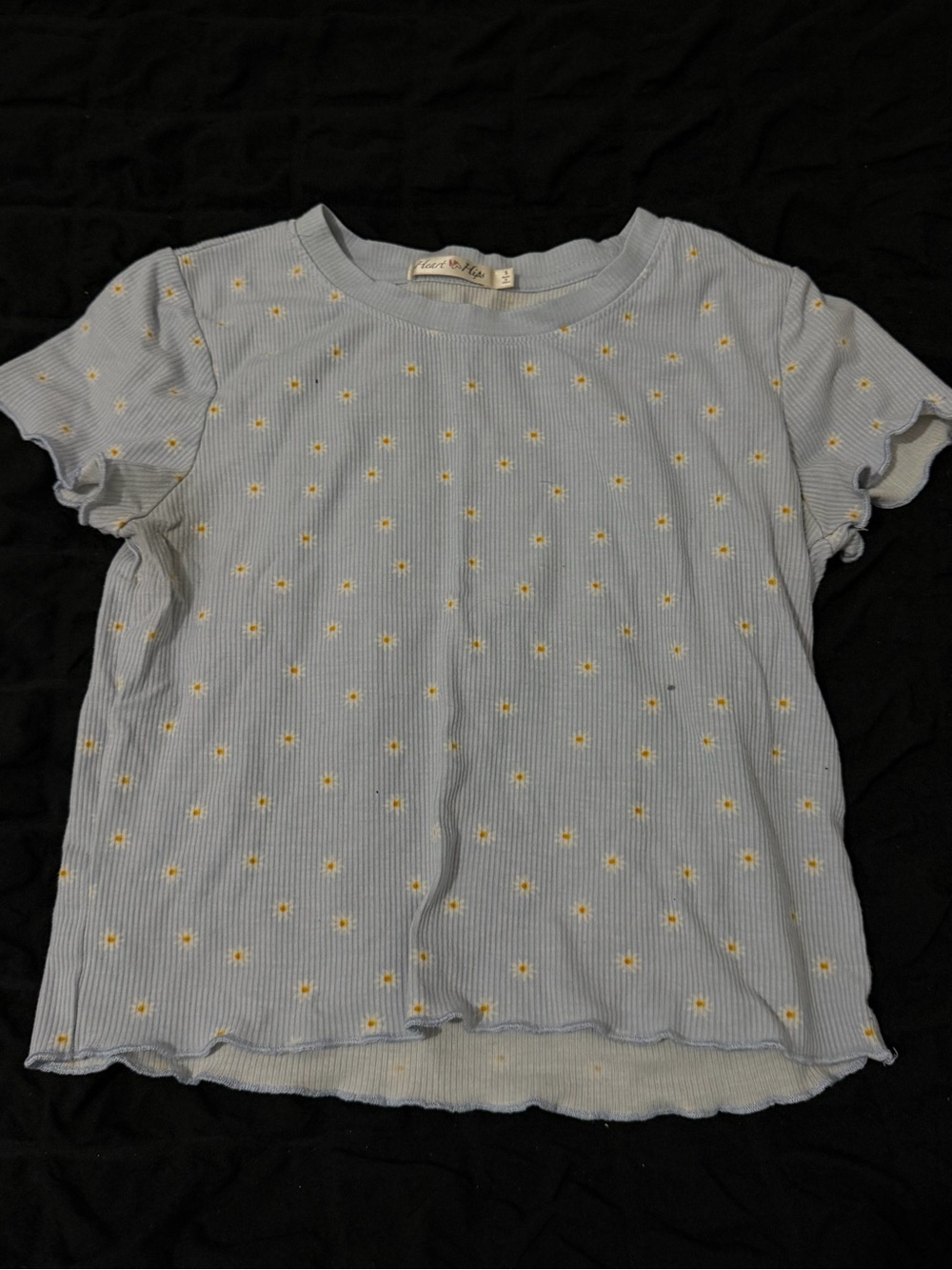 Heart Hips Light Blue Daisy Ribbed Short Sleeve Tee